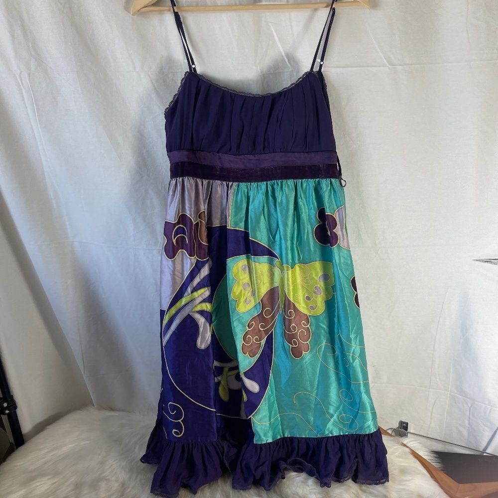 Sue Wong Vintage Purple/Print Silk Cocktail Dress Sz‎ 10